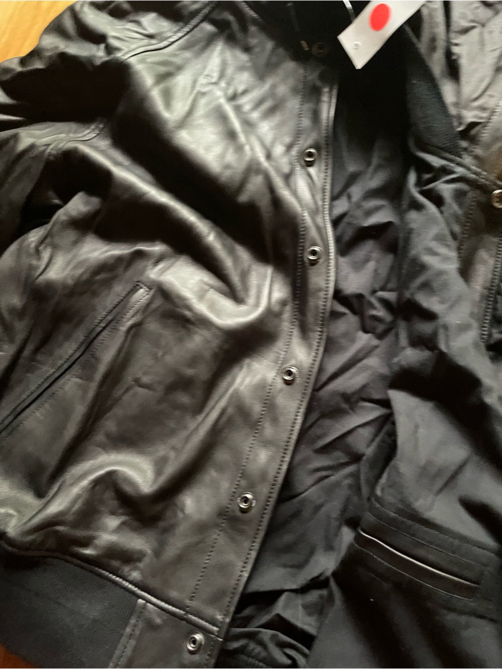 Polo by Ralph Lauren Black Hooded Lamb Leather Bomber Jacket Men’s Medium - Picture 5 of 9